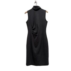 Kay Unger NYC Dress Women’s Size 12 Dark Grey Turtleneck Ruched Sleeveless EUC